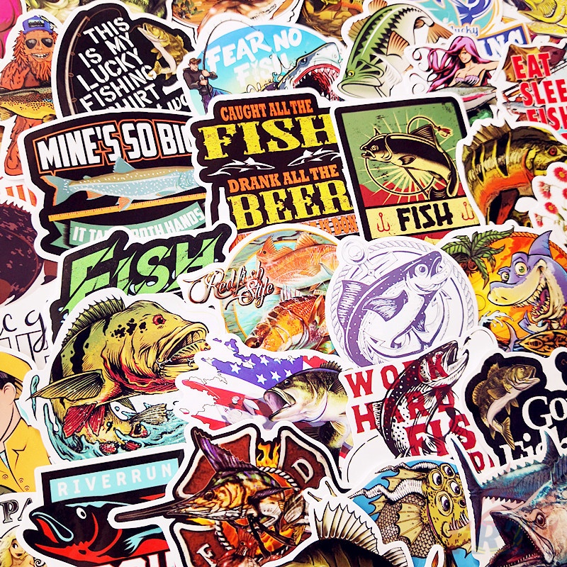 64 Cái / Bộ ❉ Miếng Dán Trang Trí Chuyên Dụng Cho Câu Cá 06 ❉ Sticker Chống Thấm Nước Thời Trang Trang Trí Vali Laptop Ván Trượt