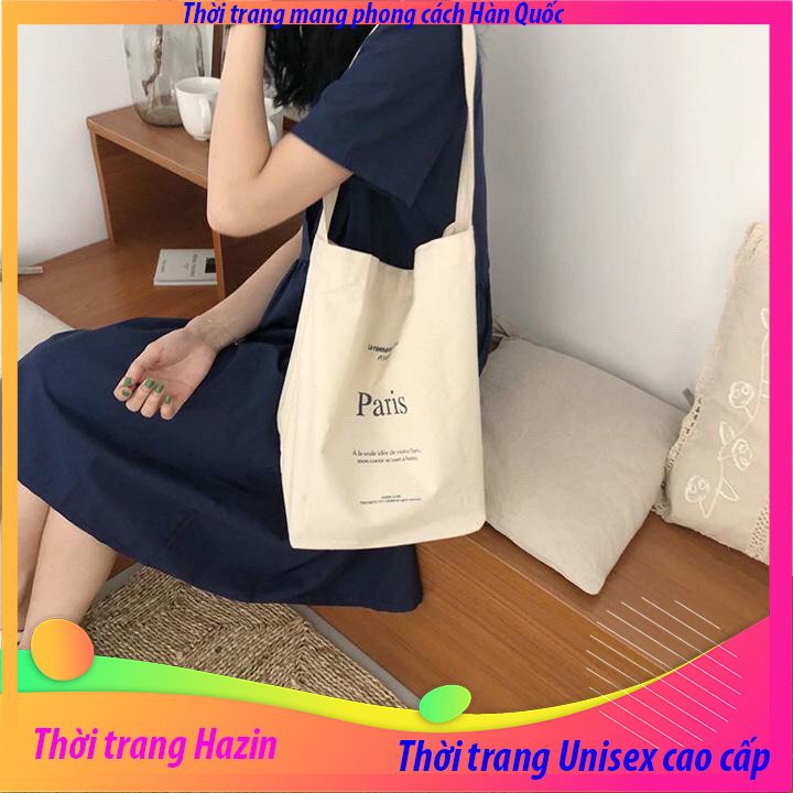 Túi tote vải bố đựng đồ canvas, túi một quai PARI HZ38