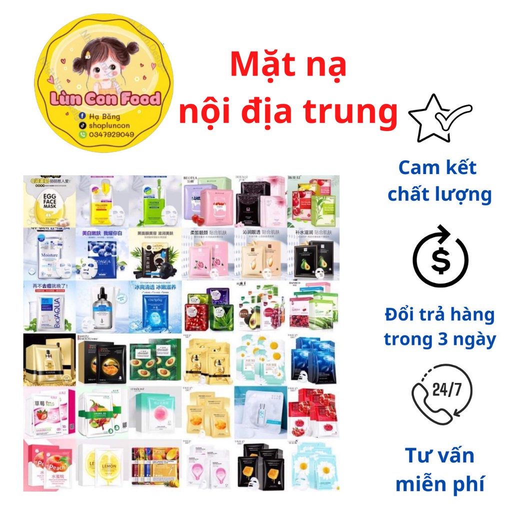 [ LẺ 1 MIẾNG ] MẶT NẠ NỘI ĐỊA ❤FREESHIP❤ MẶT NẠ NỘI ĐỊA GIAO NGẪU NHIÊN - Lùn Con Food
