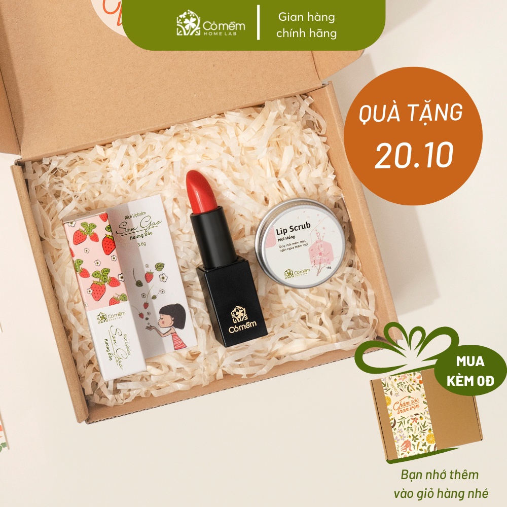 Combo Môi Hồng Cỏ Mềm Son Lụa Không Chì, Son Dưỡng Môi, Tẩy Da Chết Môi Cỏ Mềm 20g