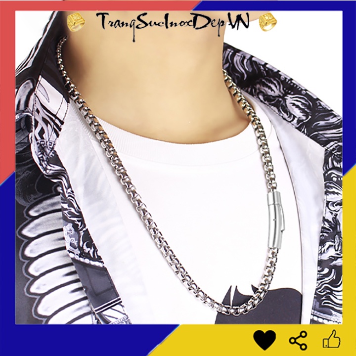 Dây chuyền nam inox kiểu bông dừa 7ly khóa gài Vip sáng đẹp, không đen, không gỉ thể hiện đẳng cấp phái mạnh