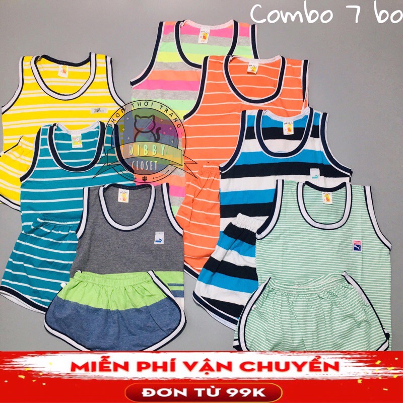 Đồ bộ 3 lỗ sát nách vải 100% cotton bao thấm hút mồ hôi thoãi mái vận động (từ 8-65kg) | BigBuy360 - bigbuy360.vn