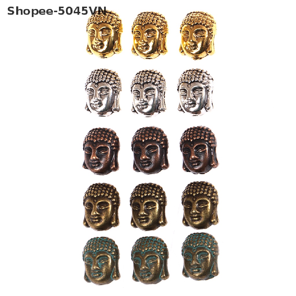 Set 10 Hạt Xỏ Lỗ Hình Đầu Phật Làm Trang Sức Thủ Công