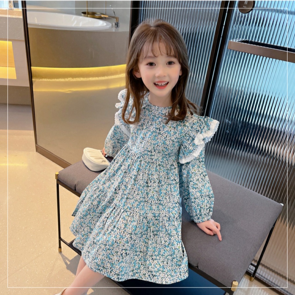 Váy hoa cánh tiên dài tay cho bé gái từ 8-20kg