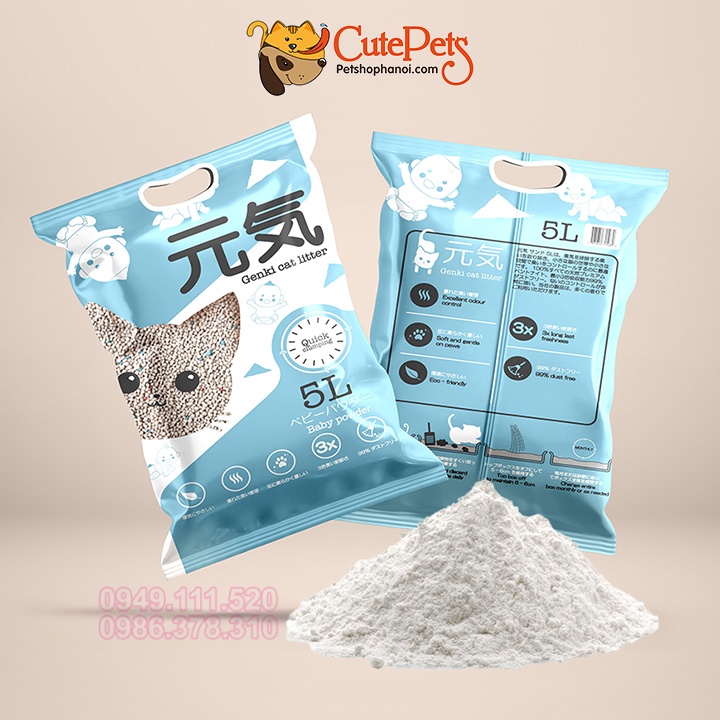 Cát vệ sinh cho mèo GENKI Litter 5L Cát mèo giá rẻ khử mùi tốt - CutePets