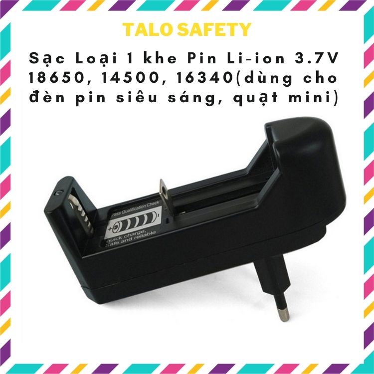 Sạc pin đơn 18650 16340 14500, 26650 cho đèn pin siêu sáng quạt mini