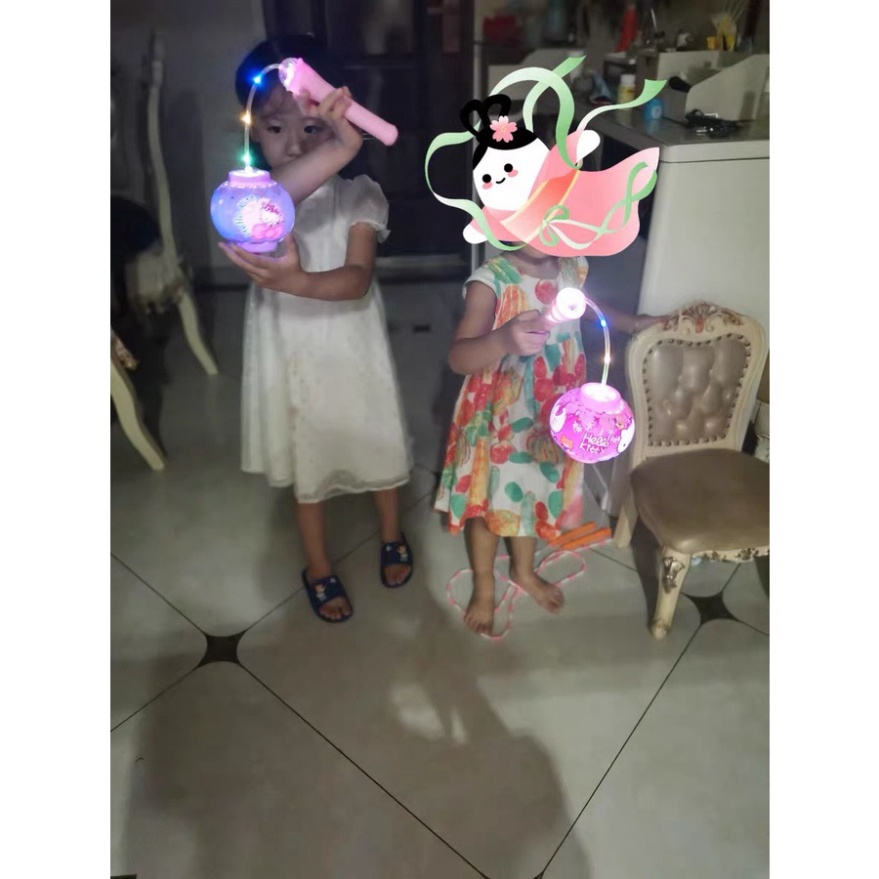 Đèn lồng trung thu dạng tròn có mái kép truyền thống in hình hello kitty, siêu anh hùng có đèn phát nhạc mẫu mới nhất