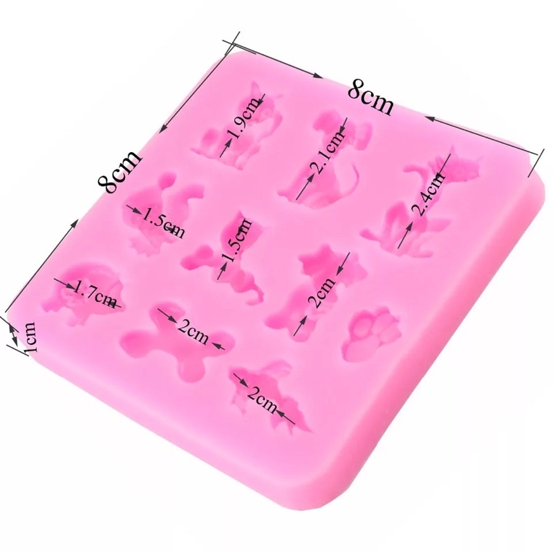 Tấm silicon mèo cún heo 3D làm fondant, trang trí bánh trung thu hiện đại