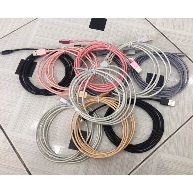 Dây cáp sạc bọc dù dài 2m các loại type-c, micro, iphone