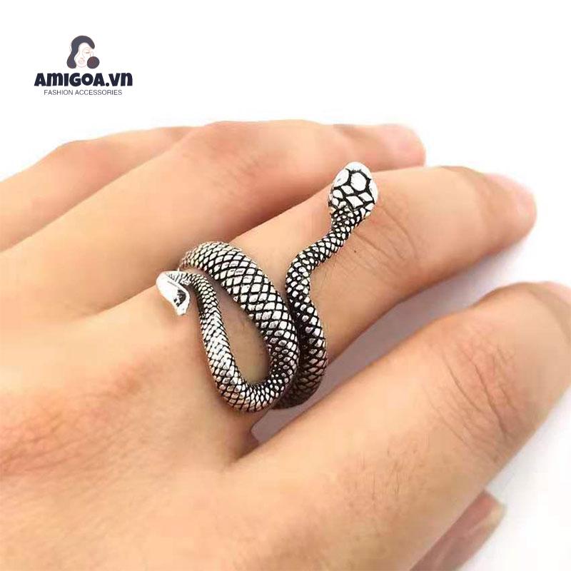 【amigoa.Ad】 Nhẫn Hình Rắn Sơn Mài Cổ Điển