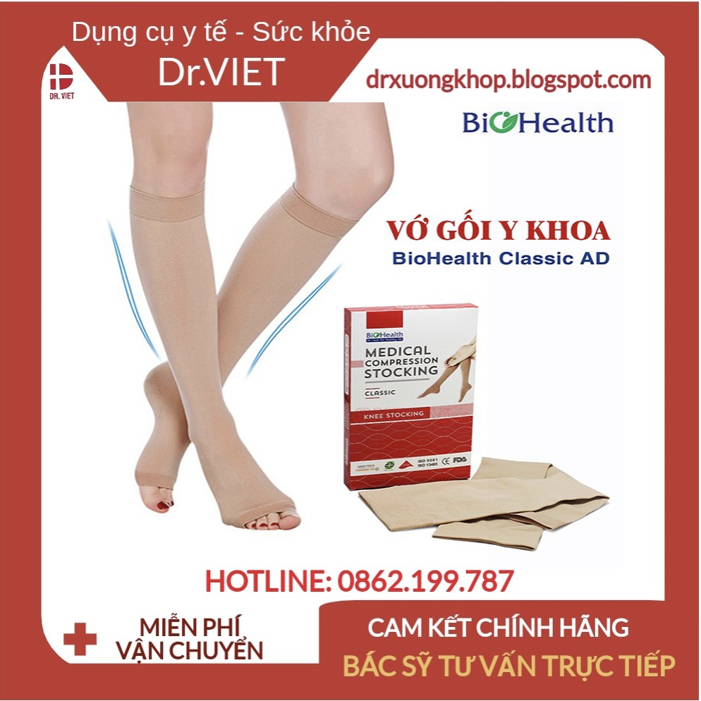 Vớ gối y khoa BioHealth Classic AD-Đạt tiêu chuẩn chất lượng Úc-phòng ngừa hỗ trợ bệnh suy giãn tĩnh mạch chân hiệu quả