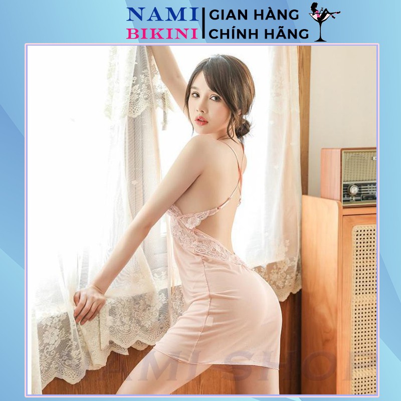 Váy ngủ xuyên thấu kèm quần lọt khe đầm ngủ sexy phối ren váy 2 dây chéo gợi cảm Nami | BigBuy360 - bigbuy360.vn