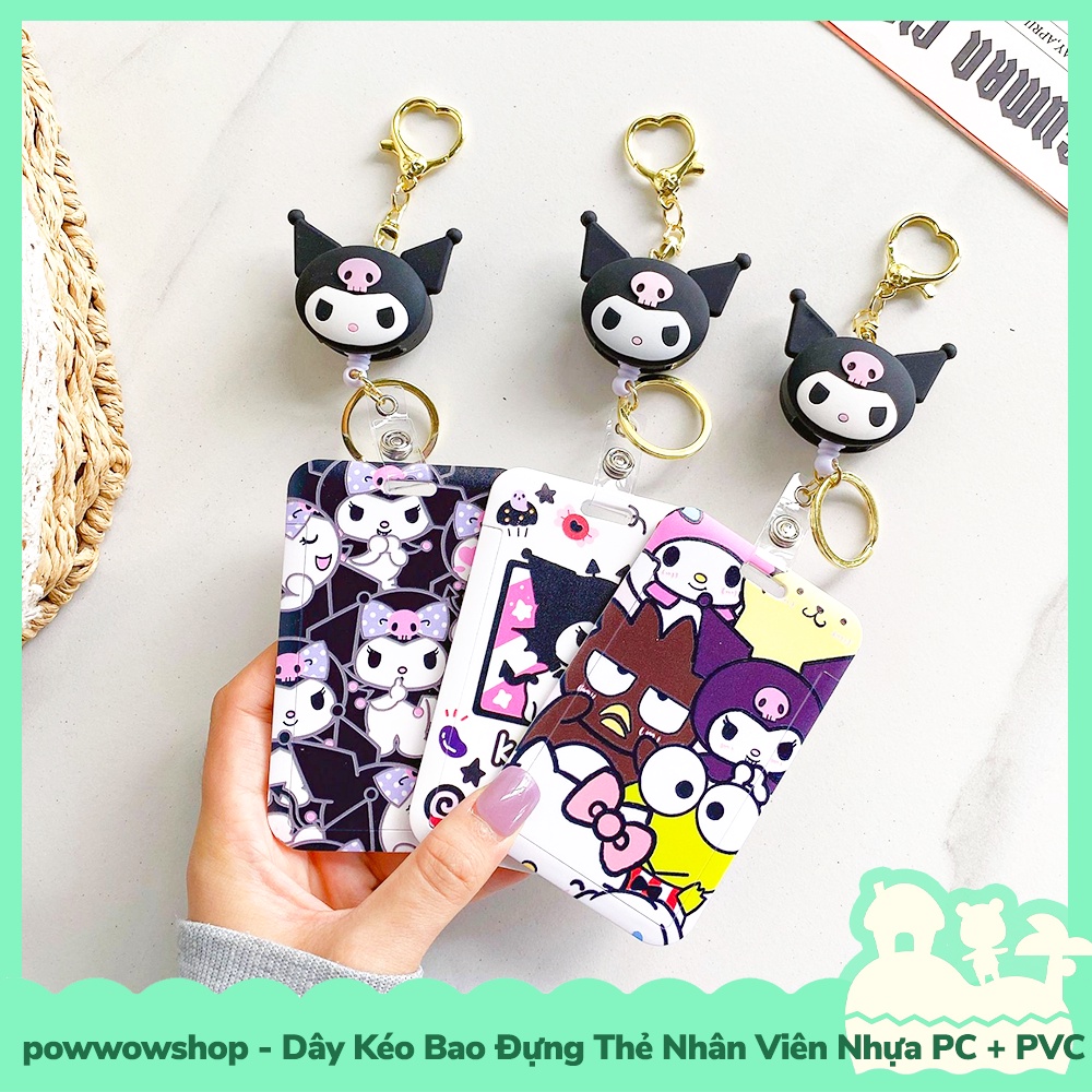 [Sẵn VN - Hỏa Tốc] Dây Kéo Bao Đựng Thẻ Nhân Viên Nhựa PC + PVC Mẫu Nhân Vật Hoạt Hình Sanrio Family Kuromi Queen