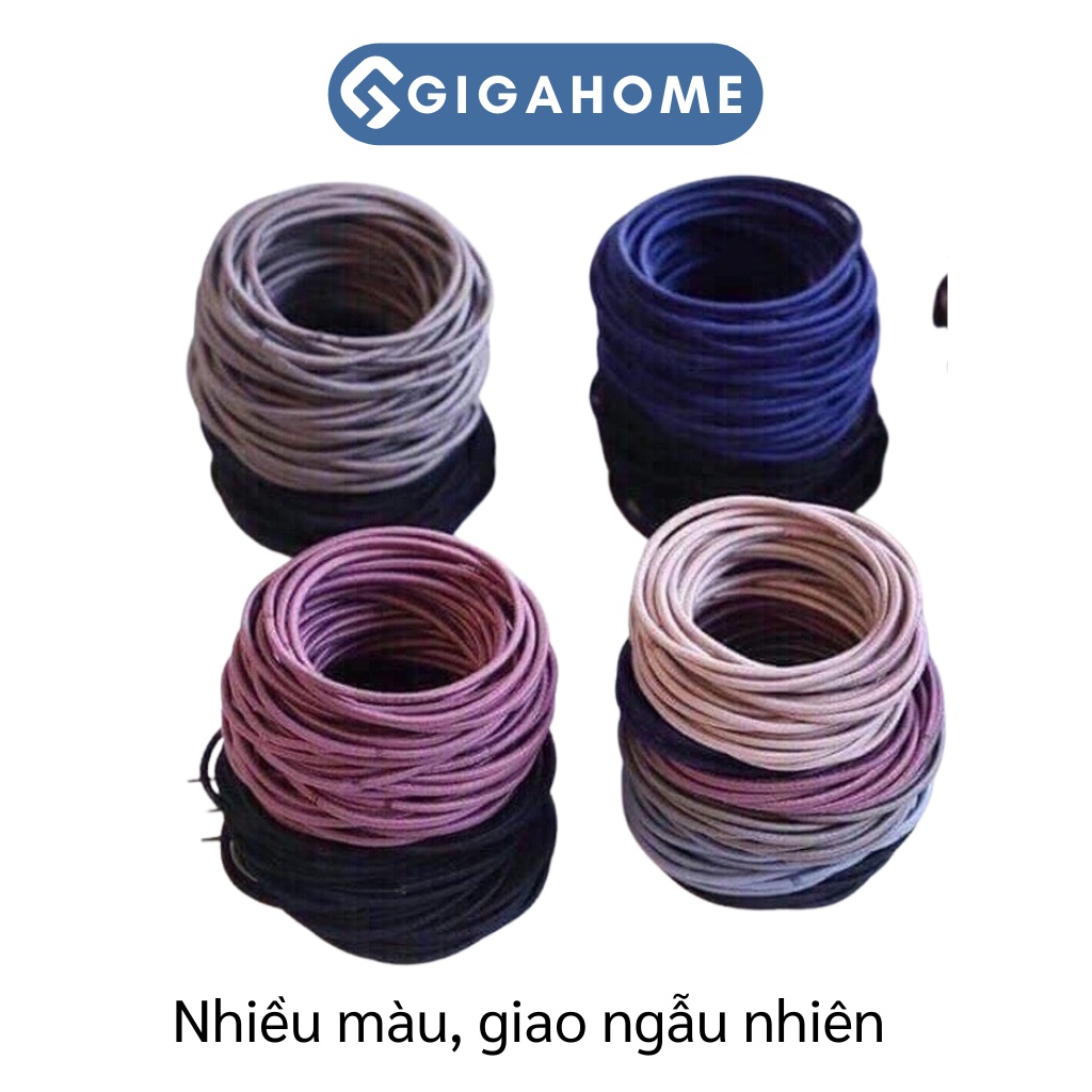 Set 100 Dây Thun Buộc Tóc Trơn GIGAHOME Kèm Túi Zip Tiện Lợi 4636