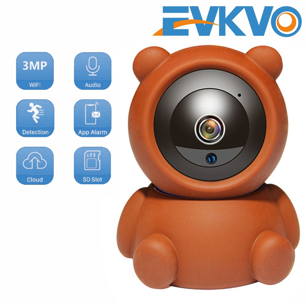 EVKVO - Auto Tracking - YCC365 PLUS APP HD 3MP Rotate Indoor Wireless WiFi PTZ IP Camera CCTV Infrared Night Vision Home Security Surveillance CCTV Camera Baby Monitor Two-Way Audio