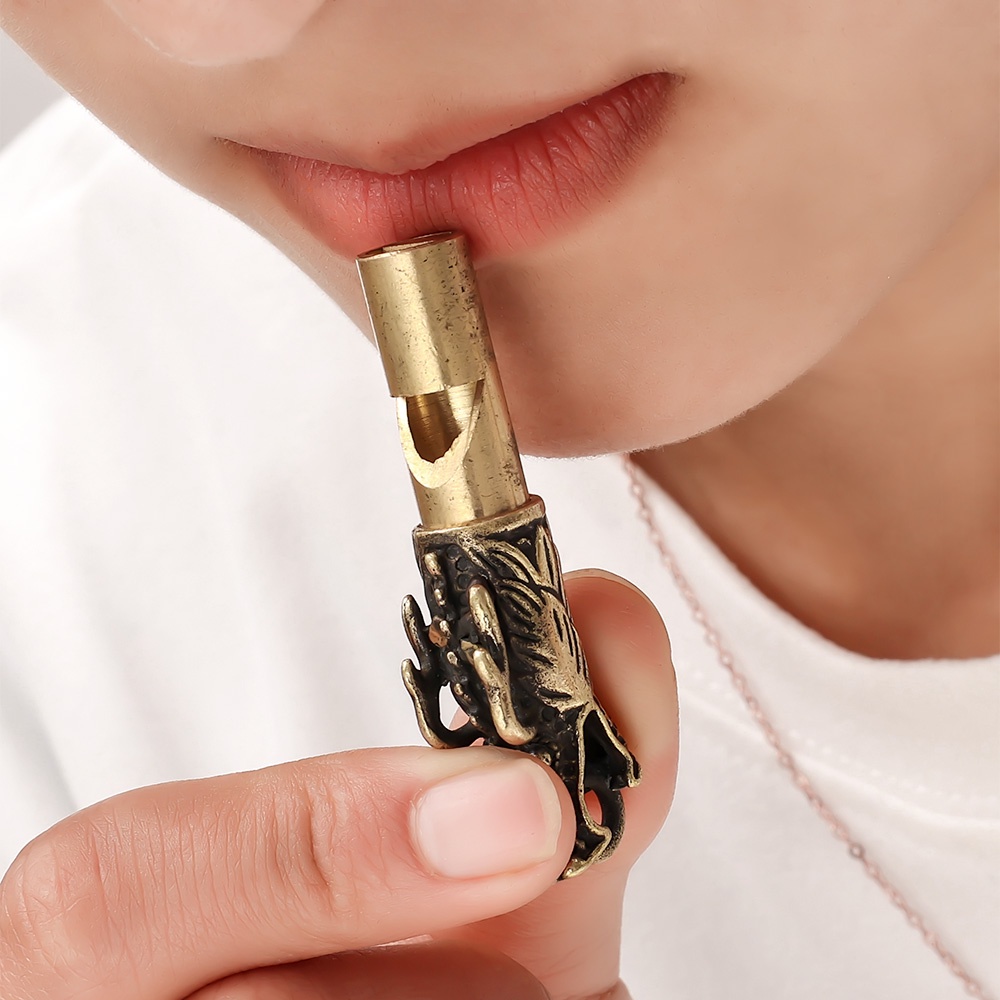 Còi Sinh Tồn Mini Bằng Đồng Thau Phong Cách Retro Thời Trang