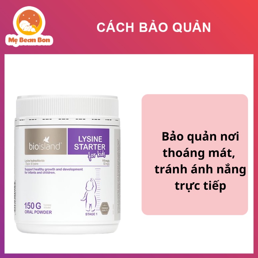 Bột tăng chiều cao Bioisland Lysine Starter For Kids 150g Úc  giúp hấp thụ canxi phát triển chiều cao thể trạng cho bé