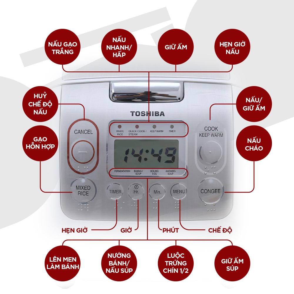 Nồi cơm điện tử Toshiba RC-18NTFVN (Made in Thailand)