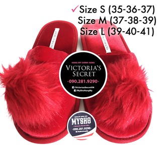 (Dép 10) Dép lông, dép đi trong nhà đỏ sành điệu - size S (35, 36, 37) - Victoria's Secret