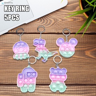 5pcs Decompression Keychain Toy Silicone Bubble Toy for Children and Adults