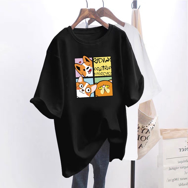 ÁO THUN FORM RỘNG NAM NỮ IN PÉT ICON CÚN CỰC ĐẸP