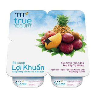 TH*true YOGURT Lốc 4 hộp 100g Sữa chua ăn Men sống TRÁI CÂY TỰ NHIÊN