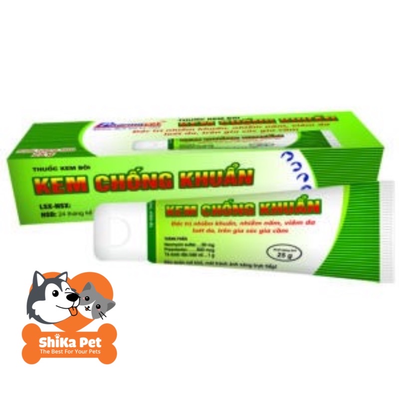Kem bôi chống nhiễm khuẩn, nấm, viêm da cho chó mèo Phamarvet 25gr