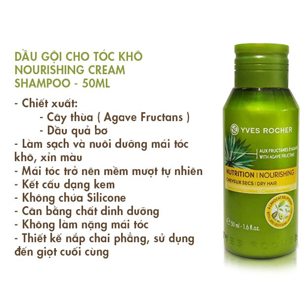 Dầu Gội Phục Hồi Dành Cho Tóc Rất Khô Và Hư Tổn Yves Rocher Nourishing Mini 50ml