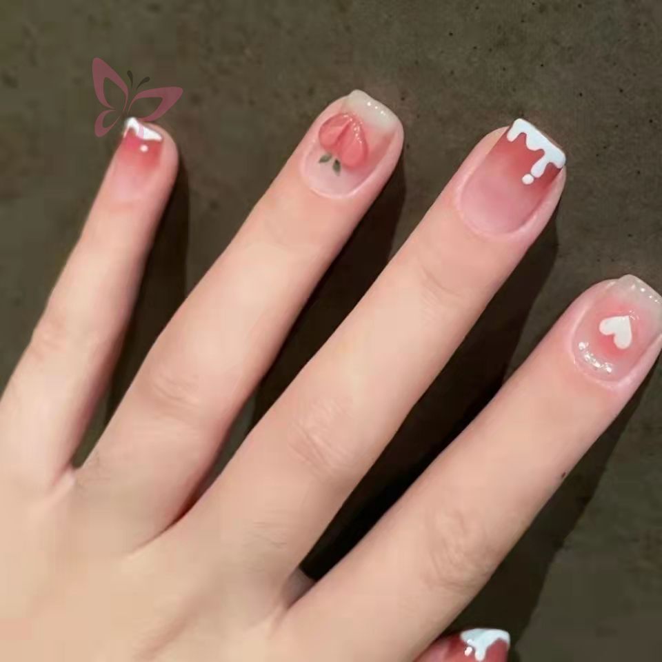 Móng Tay Giả Ngắn Mềm Hình Quả Đào Ngọt Ngào Cho Nữ