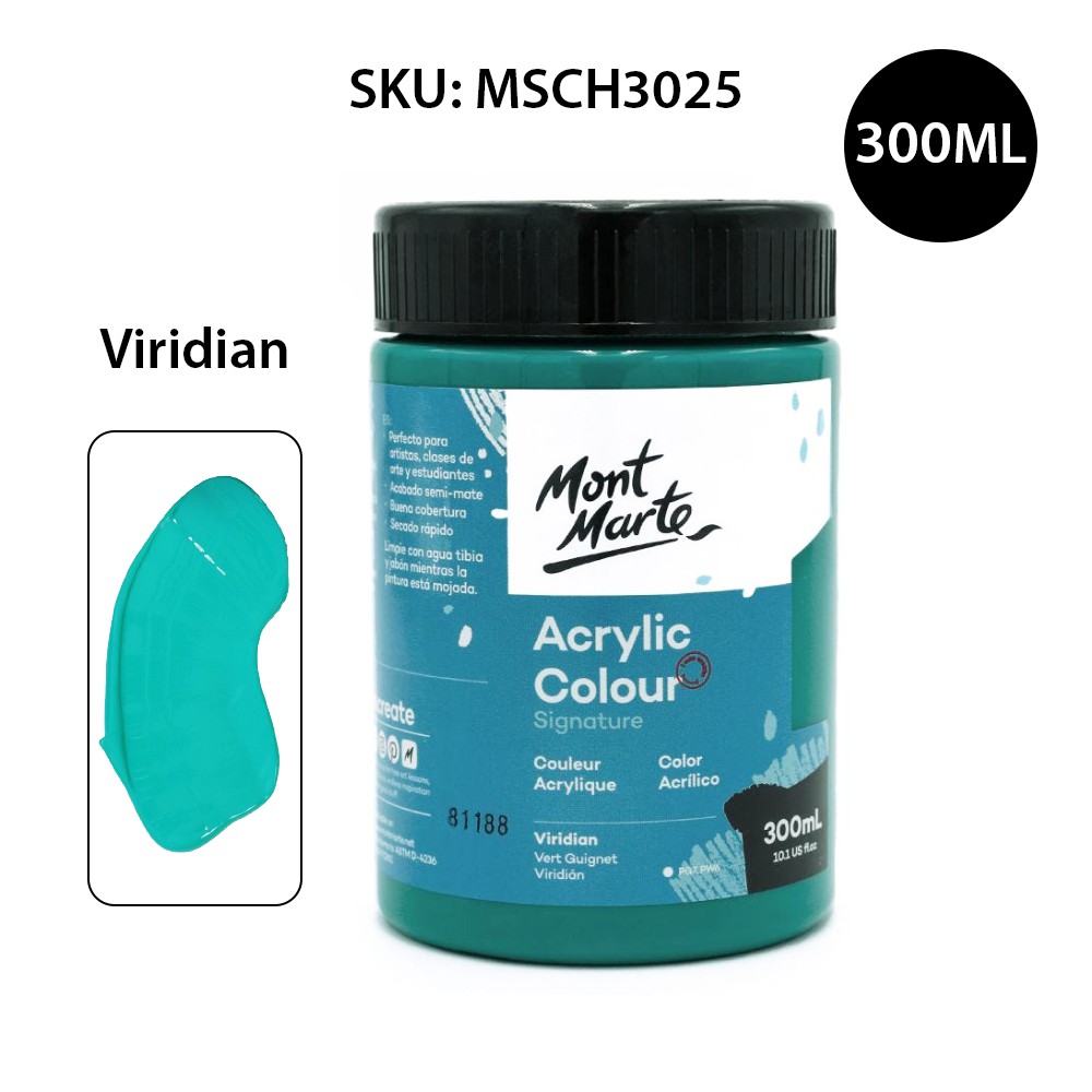 Màu Acrylic Mont Marte 300ml - Viridian - Acrylic Colour Paint Signature 300ml (10.1oz) - MSCH3025