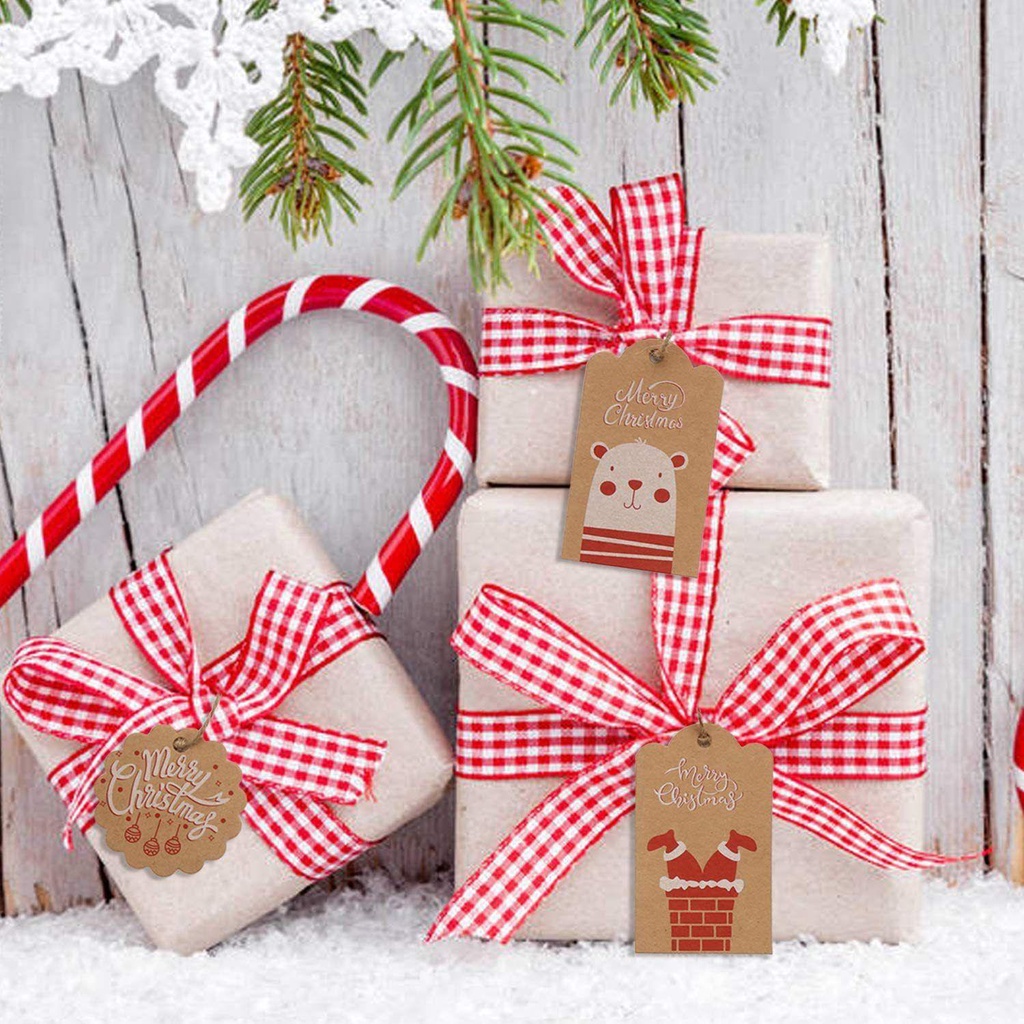 100 Tag Giấy Hình Ông Già Noel Tự Trang Trí Cây Thông Giáng Sinh