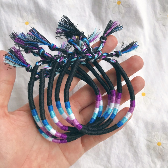 Wrap đen mix ombre tím xanh