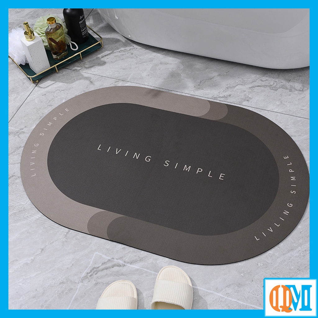 Thảm Lau Chân Silicon Bầu Dục Siêu Thấm Nước Chất Liệu Chống Trơn Trượt 60cm*40cm Dày 3mm- QMPK112/113/114
