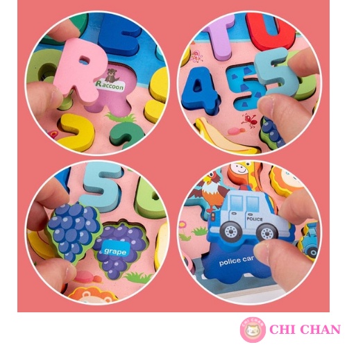 Đồ chơi gỗ thả hình câu cá đa năng 7in1 học chữ số giáo dục montessori phát triển trí tuệ Chi ch