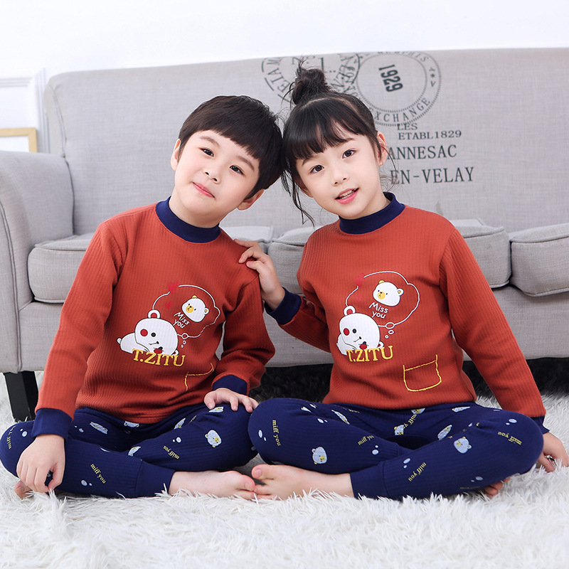 Bộ Đồ Ngủ Pijama Dài Tay Vải Cotton Dày Thời Trang Thu Đông 2021 Cho Bé