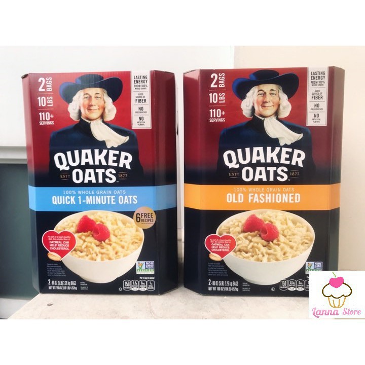 【HÀNG CHUẨN】Yến Mạch Quaker Thùng 4,52kg Cán Dẹp/ Cán Vỡ Làm đẹp - giảm cân - bé ăn dặm