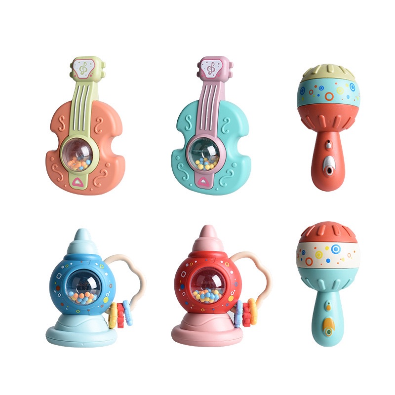 Đồ chơi lục lạc nhiều màu sắc hình chiếc loa/đàn guitar/búa cát nhiều màu sắc