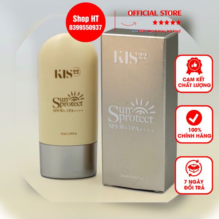 Kem Chống Nắng Kis22 Protect SPF50+/PA Bảo Vệ Da, Dưỡng Ẩm, Nâng Tông Nhẹ - 50ml