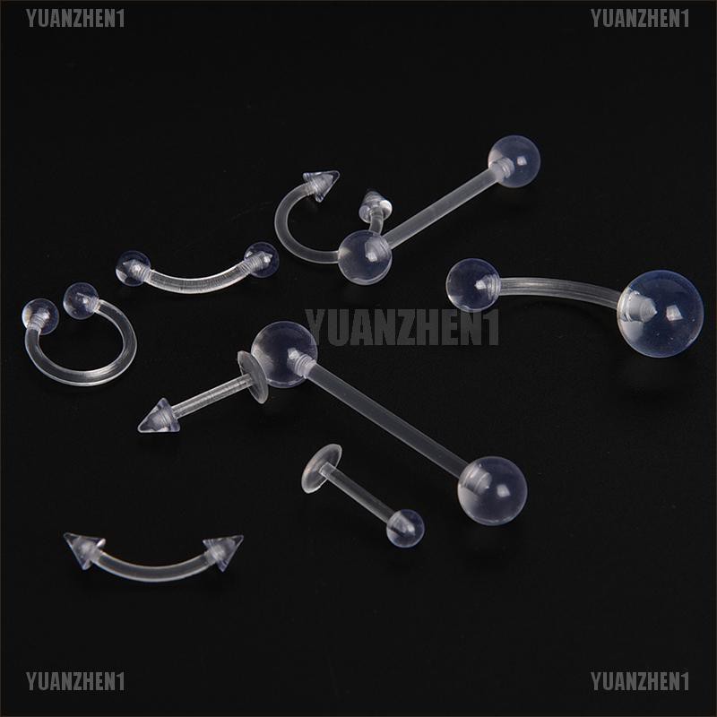 [YUANZHEN1] Set 9 Khuyên Rốn / Lưỡi / Môi / Rốn Trong Suốt