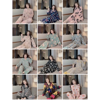 Pijama lụa Mango - Bộ đồ ngủ nữ dài tay cao cấp freesize 45-60kg