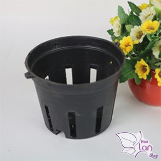 Chậu Nhựa Đen Trồng Lan Đa Kích Thước F12,14,16,18,20,23 - Bền, Dẻo, Có Lỗ Thoát Nước, Có Thể Cài Móc Treo