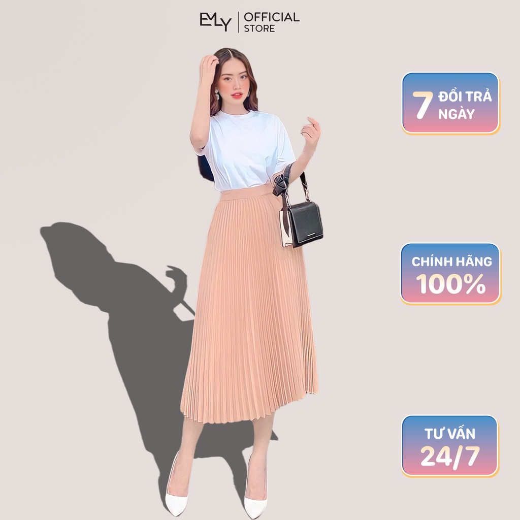Chân váy nữ xếp ly basic sinh viên công sở thiết kế Emilyshop ulzzang