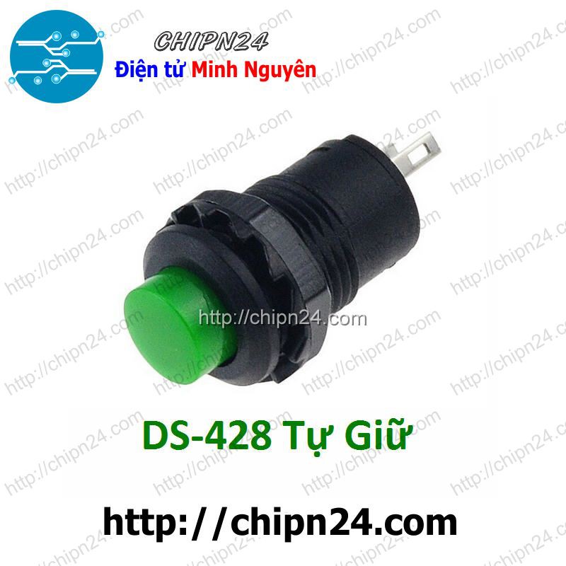 [2 CÁI] Nút nhấn Tự Giữ DS-428 Xanh Lá (Đường kính 12MM)