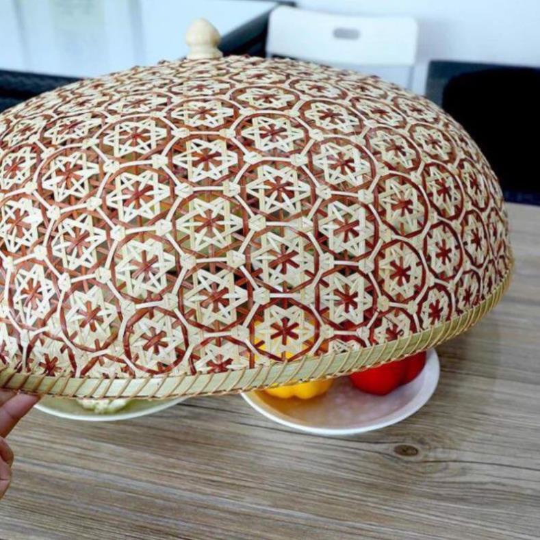 Tre tự nhiên- Lồng bàn tre che chắn côn trùng size to 40-50cm -Mây tre đan việt