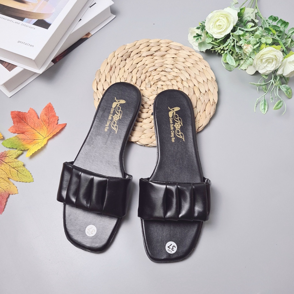 DÉP NỮ THỜI TRANG ĐẾ BỆT QUAI NGANG NHÚNG