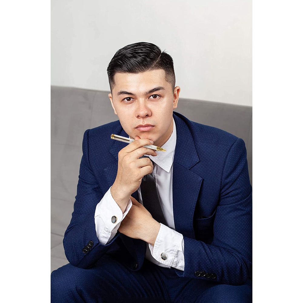 Bút Ký Cao Cấp BLUSAIGON Champion Khảm Trai Trắng Bắc Úc 020009002 - Khoen Vàng