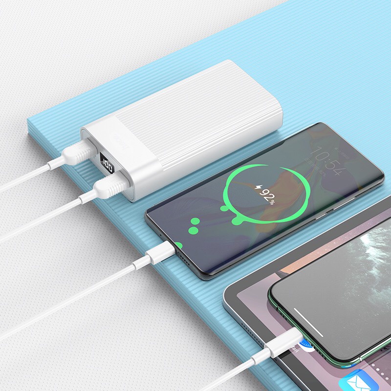 Pin sạc dự phòng Hoco J85 dung lượng 20000mAh đầu vào Micro-USB / Type-C đầu ra USB 2A kép với màn hình kỹ thuật số LED.