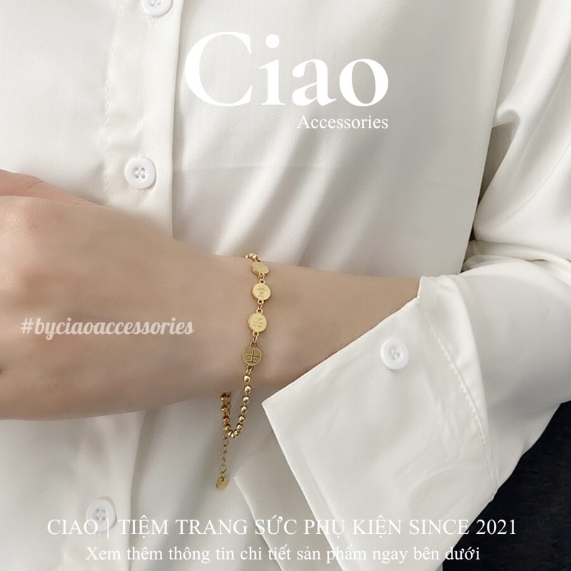 [HOẢ TỐC 1H] Vòng tay/ Lắc tay titan không gỉ thiết kế charm khắc chữ đơn giản Clement Ciao
