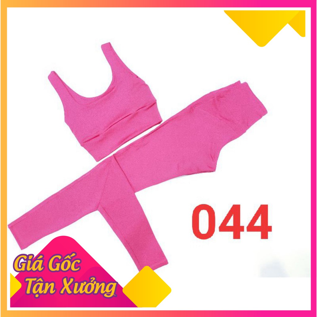 Set tập gym cổ vuông 044, bộ quần áo tập yoga gồm áo croptop và quần dài chất liệu co giãn 044