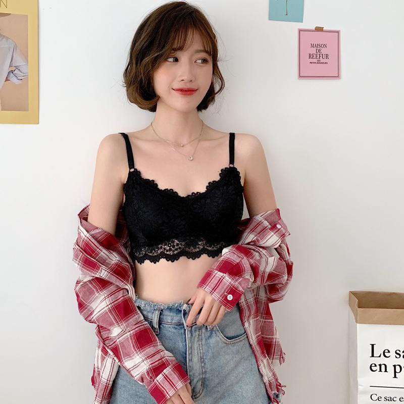 Áo Bra Nữ Hai Dây Ren Hoa Mềm Đệm Ngực 343